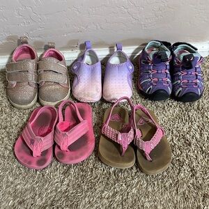 Little Girl size 5 Bundle pack-Gerber Kids Sandals & Shoes - Pink, Purple, Black